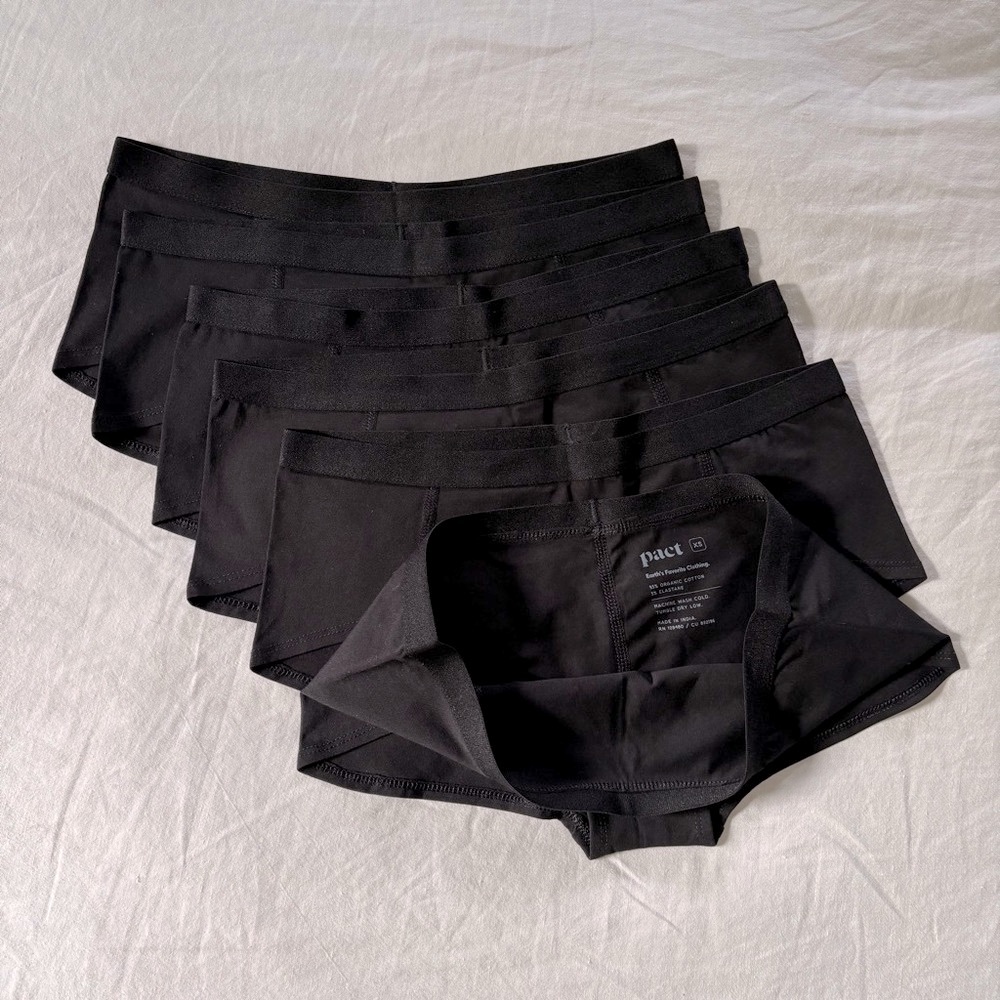 PACT NWOT 6-Pack Organic Cotton Boy Short Underwear, Black